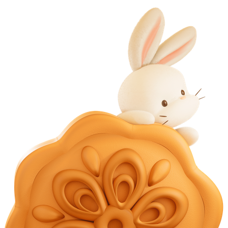 Mondkuchen und Kaninchen  3D Icon