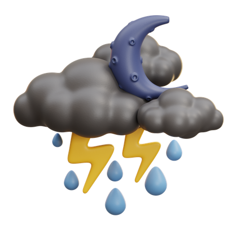 Mondwolke mit Regen und Donner  3D Icon