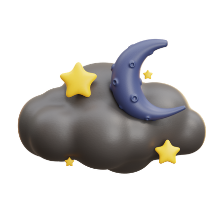 Mondwolke mit Sternennacht  3D Icon