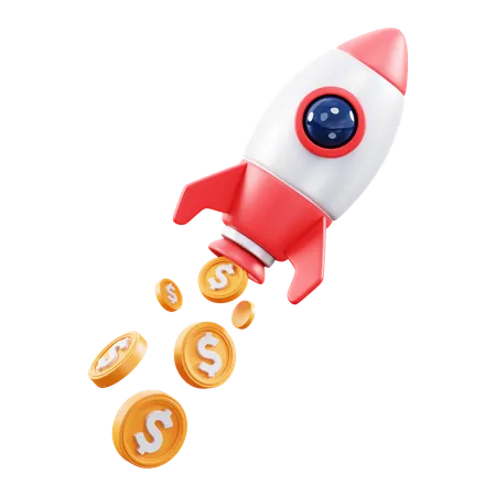 Moneda cohete  3D Icon