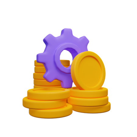 Moneda con engranaje  3D Icon