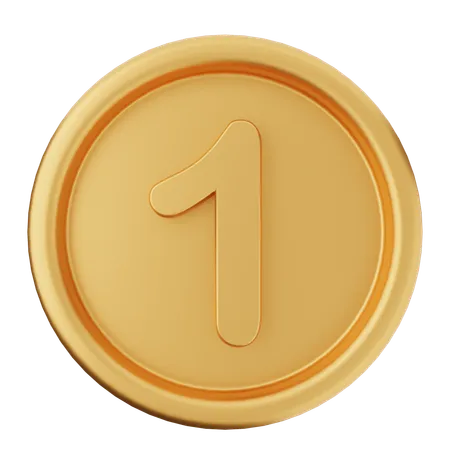 Moneda de 1 número  3D Icon