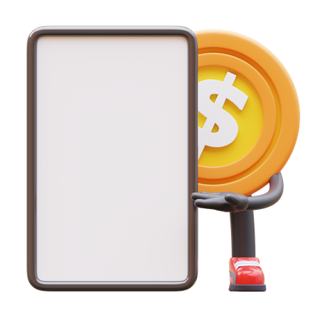 Moneda de dinero haciendo publicidad  3D Illustration