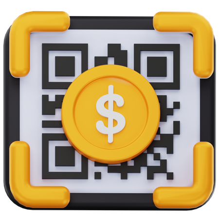 Moneda de dólar con escaneo QR  3D Icon