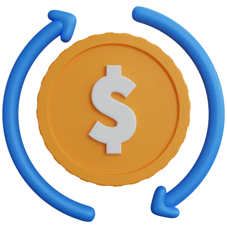 Moneda de un dólar con círculo de flecha  3D Icon