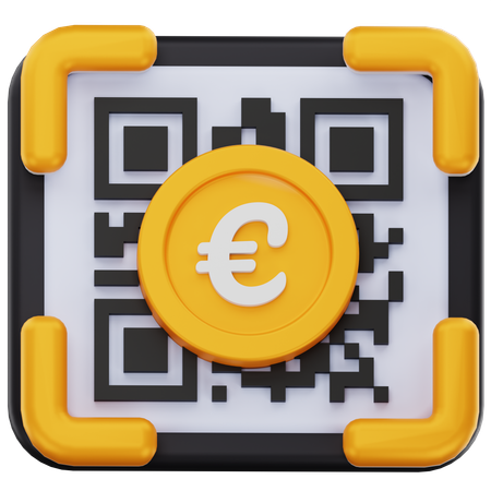 Moneda de euro con escaneo QR  3D Icon