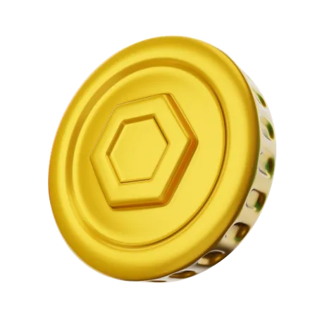 Moneda De Oro Con Simbolo Hexagonal En 3 D Estilizado 3D Illustration