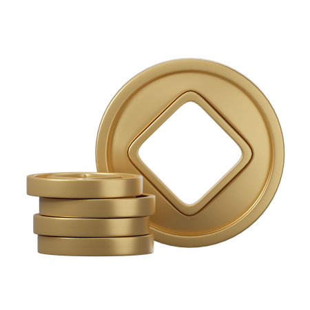 Moneda de oro china  3D Icon