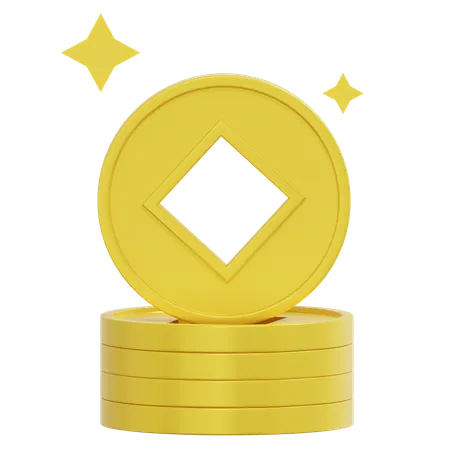 Moneda de oro china  3D Icon