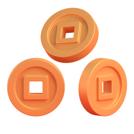 Moneda de oro china  3D Icon