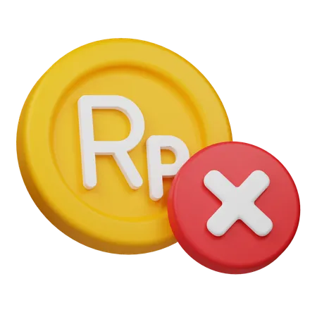 Rechazar moneda rupia  3D Icon