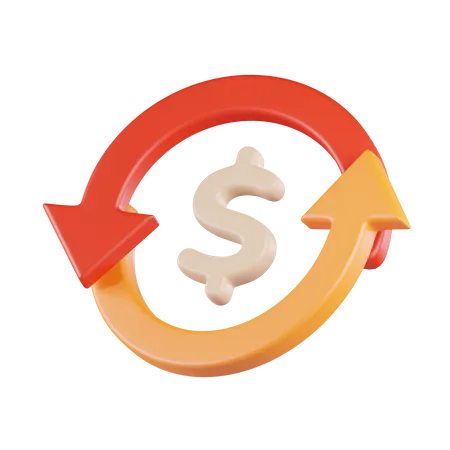 Sincronización de moneda dólar  3D Icon
