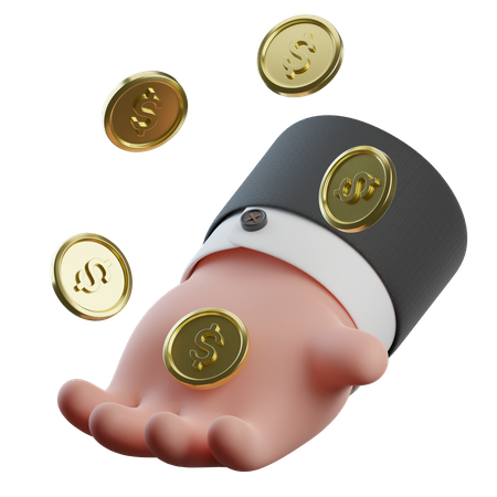Moneda en mano  3D Icon