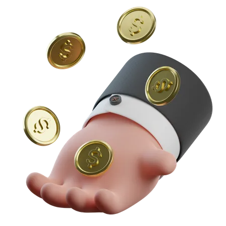 Moneda en mano  3D Icon