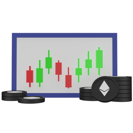 Moneda de ethereum con candelabro  3D Icon