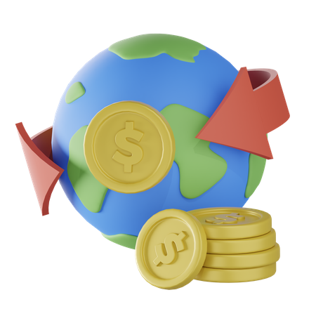 Moneda mundial  3D Icon