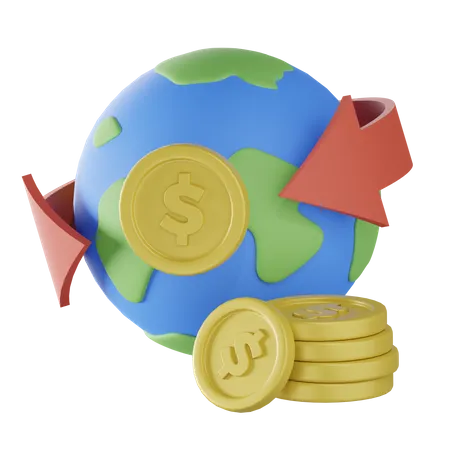 Moneda mundial  3D Icon