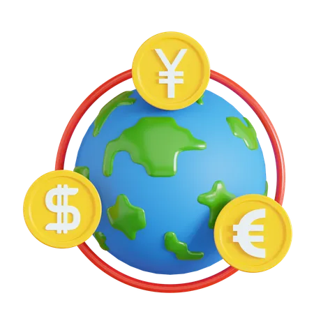 Moneda mundial  3D Icon
