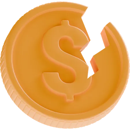 Moneda rota  3D Icon