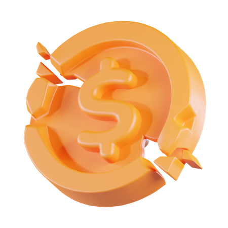 Moneda rota  3D Icon