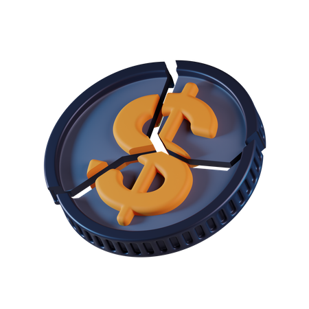 Moneda rota  3D Icon