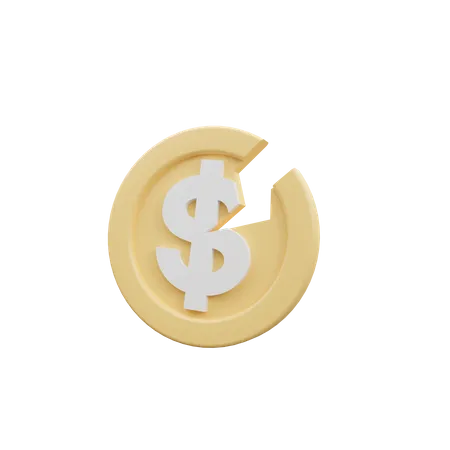 Moneda rota  3D Icon