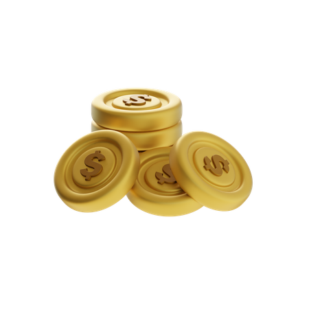 Monedas apiladas y dispersas  3D Icon