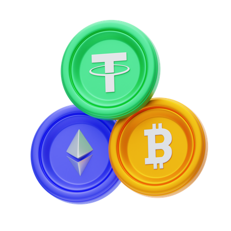 Monedas de criptomonedas  3D Icon