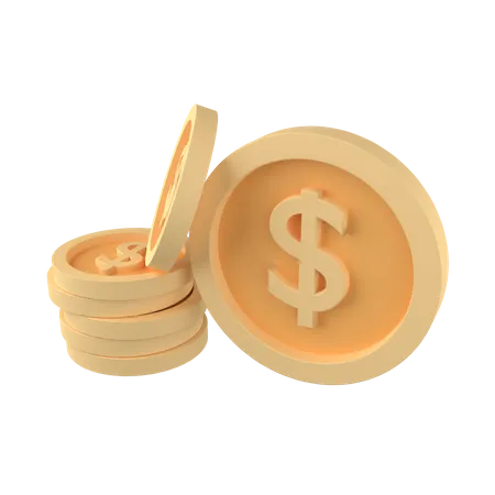 Monedas de un dolar  3D Illustration