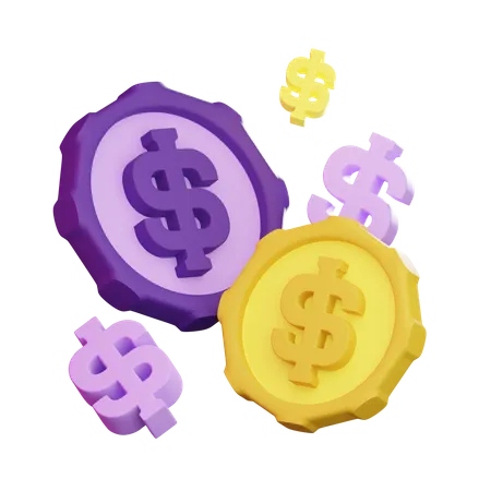 Monedas de un dolar  3D Illustration