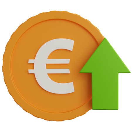 Monedas de euro con flecha hacia arriba  3D Icon