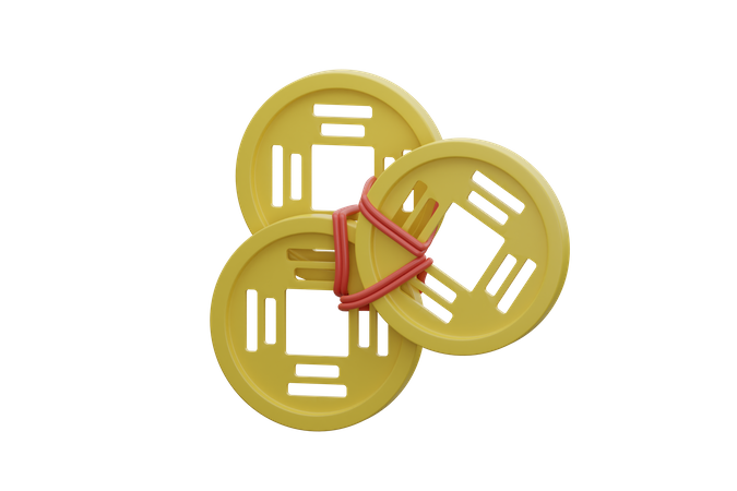 Monedas de oro chinas  3D Icon