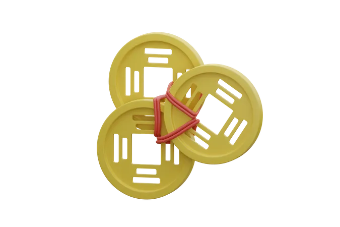 Monedas de oro chinas  3D Icon