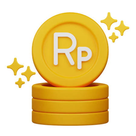 Monedas de rupias brillantes  3D Icon