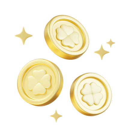 Monedas de trébol de oro  3D Icon