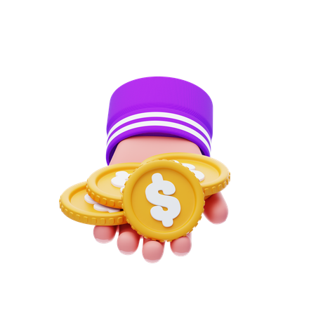 Monedas en mano  3D Icon