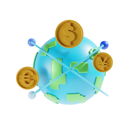 Monedas globales  3D Icon