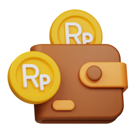 Monedero y moneda de rupias  3D Icon