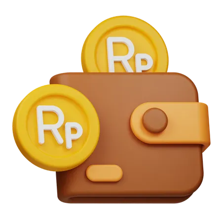 Monedero y moneda de rupias  3D Icon