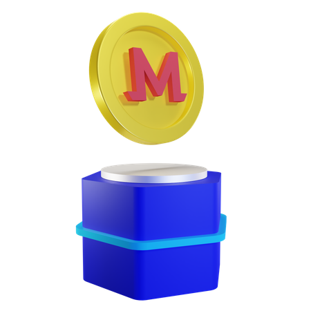 Moeda monero no pódio  3D Illustration