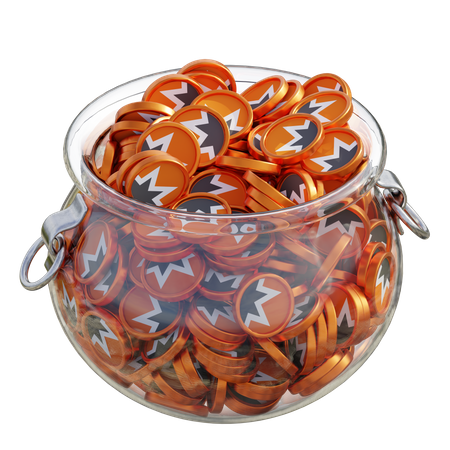 Monero ,XMR Clear Glass Pot  3D Icon