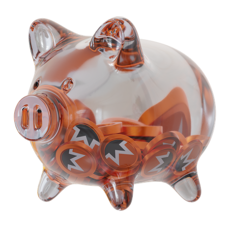 Monero (XMR) Sparschwein aus klarem Glas  3D Icon