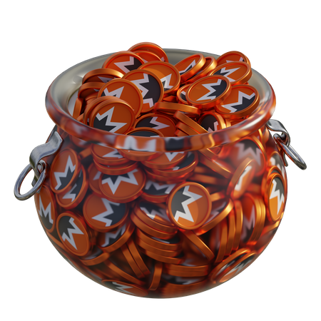 Olla de vidrio transparente Monero (XMR)  3D Icon