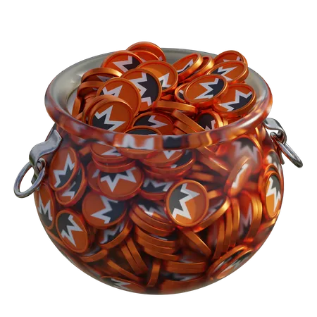 Olla de vidrio transparente Monero (XMR)  3D Icon