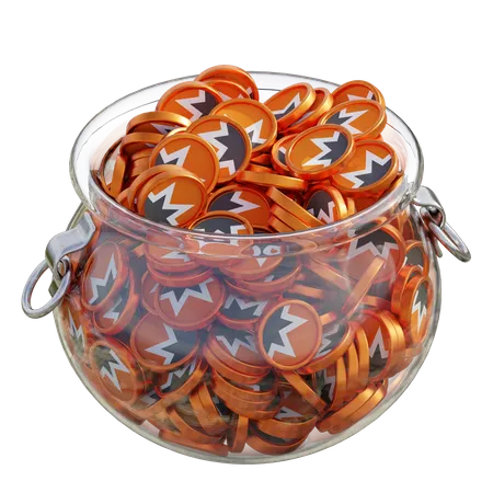 Monero, bote de vidrio transparente XMR  3D Icon