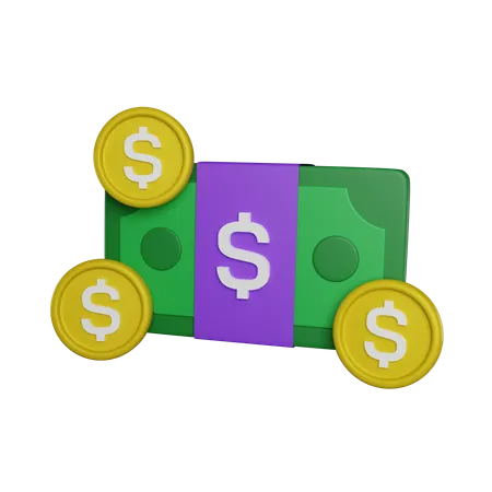 Coins And Bank Notes 3 D Icon 3D Icon