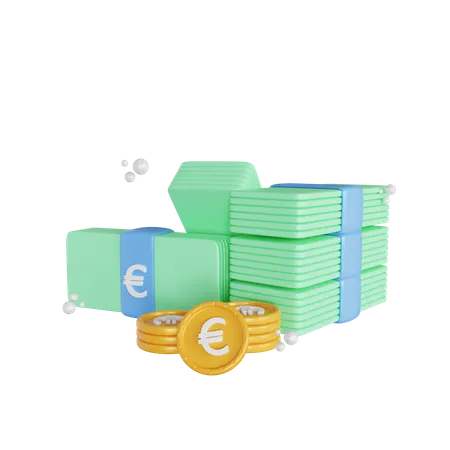 3 D Euro Money And Coin Icon Illustration Object 3D Icon