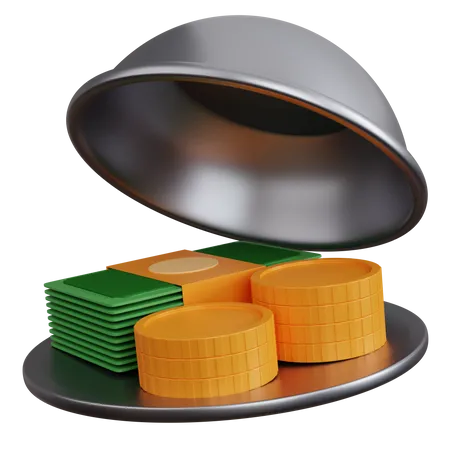 3 D Rendering Food Dish With Money Isolated 3D Icon
