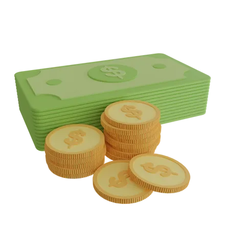 Money And Coins 3D Icon