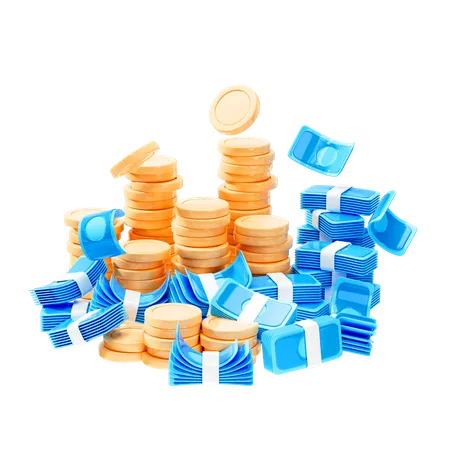 Money And Coins Stack 3 D Icon 3D Icon
